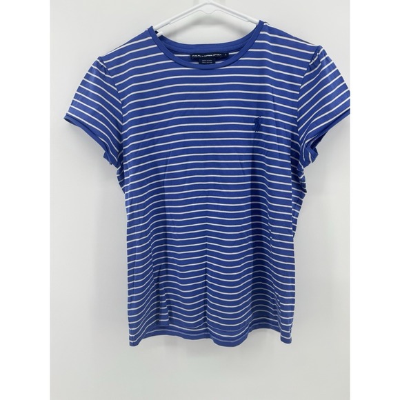 Ralph Lauren Tops - Ralph Lauren Sport Striped Pony Top T Shirt Womens L Blue White